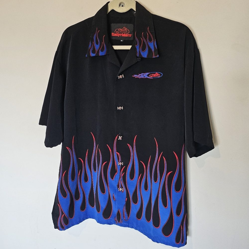 Easy Rider Flames and Skulls Hot Rod Shirt - Size XL